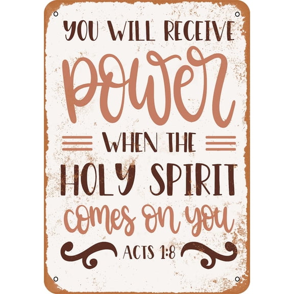 7 x 10 METAL SIGN - Bible Art - Acts 1:8 - Vintage Rusty Look