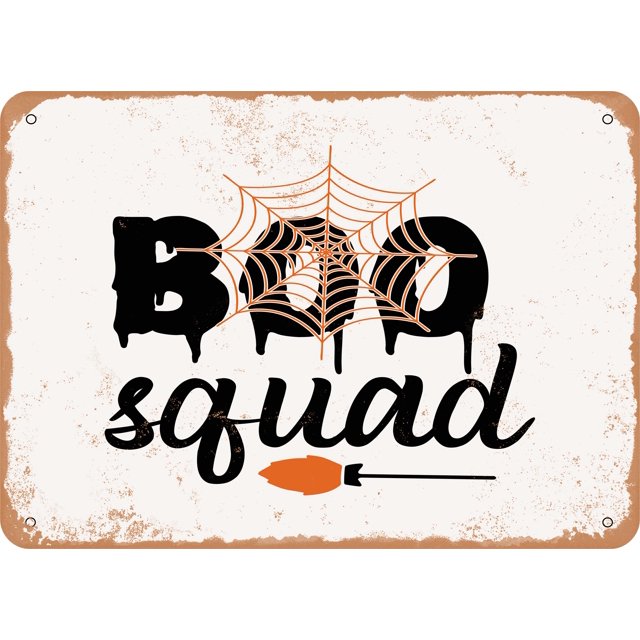 7 x 10 METAL SIGN - Boo Squad - Vintage Rusty Look
