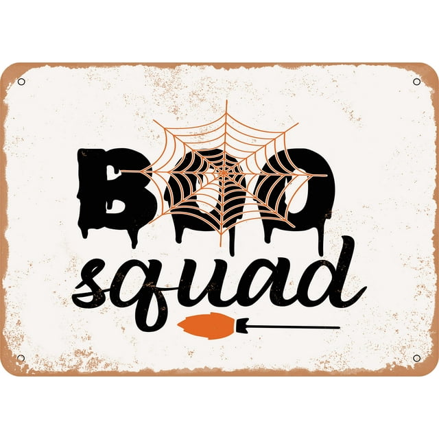 7 x 10 METAL SIGN - Boo Squad - Vintage Rusty Look