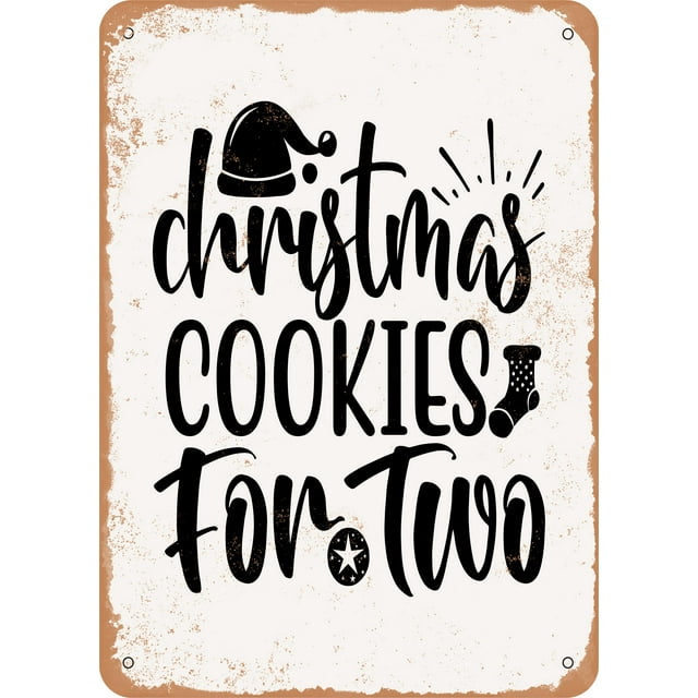 7 x 10 METAL SIGN - Christmas Cookies For Two - Vintage Rusty Look