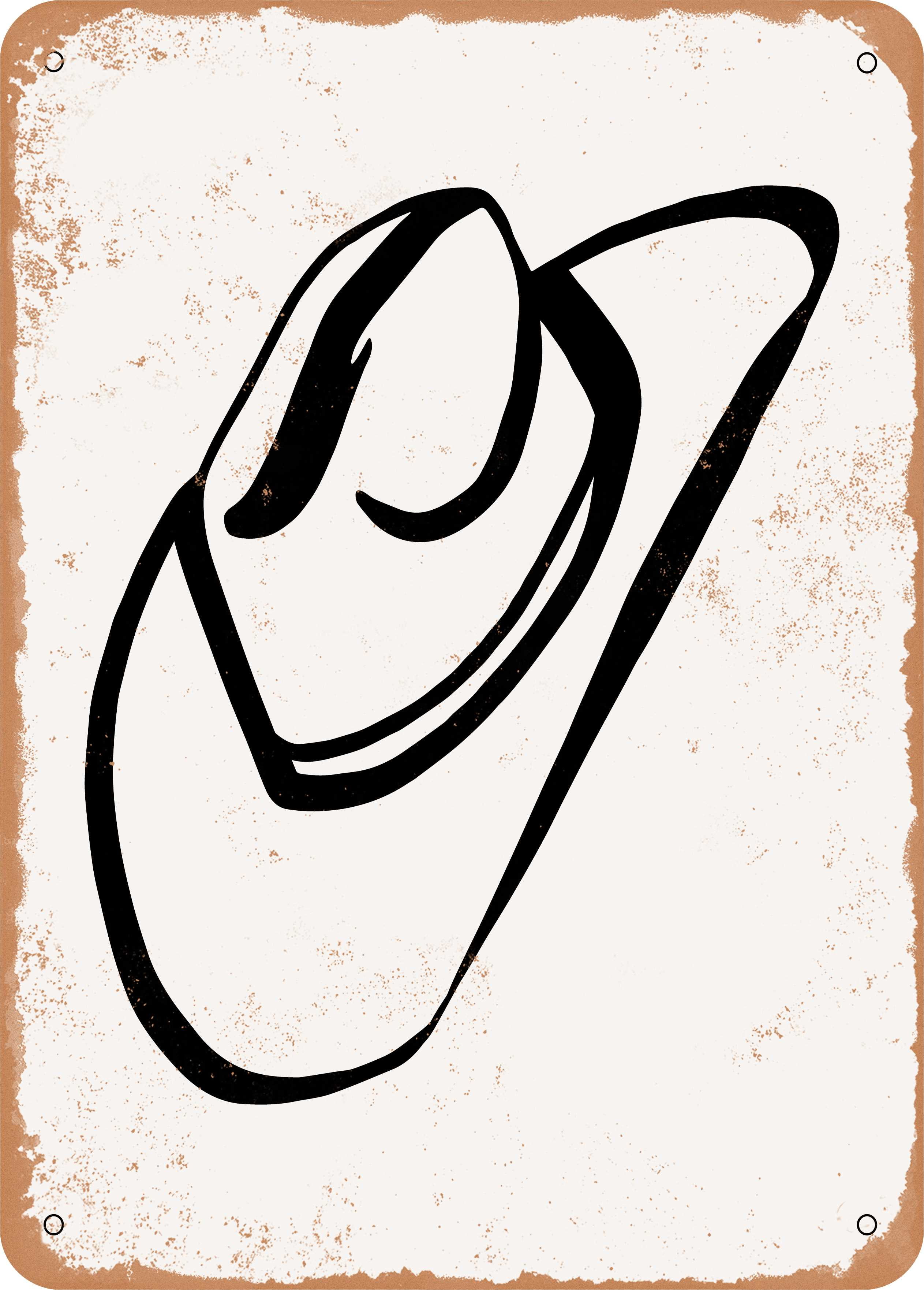7 x 10 METAL SIGN - Cowboy Hat - Vintage Rusty Look - Walmart.com