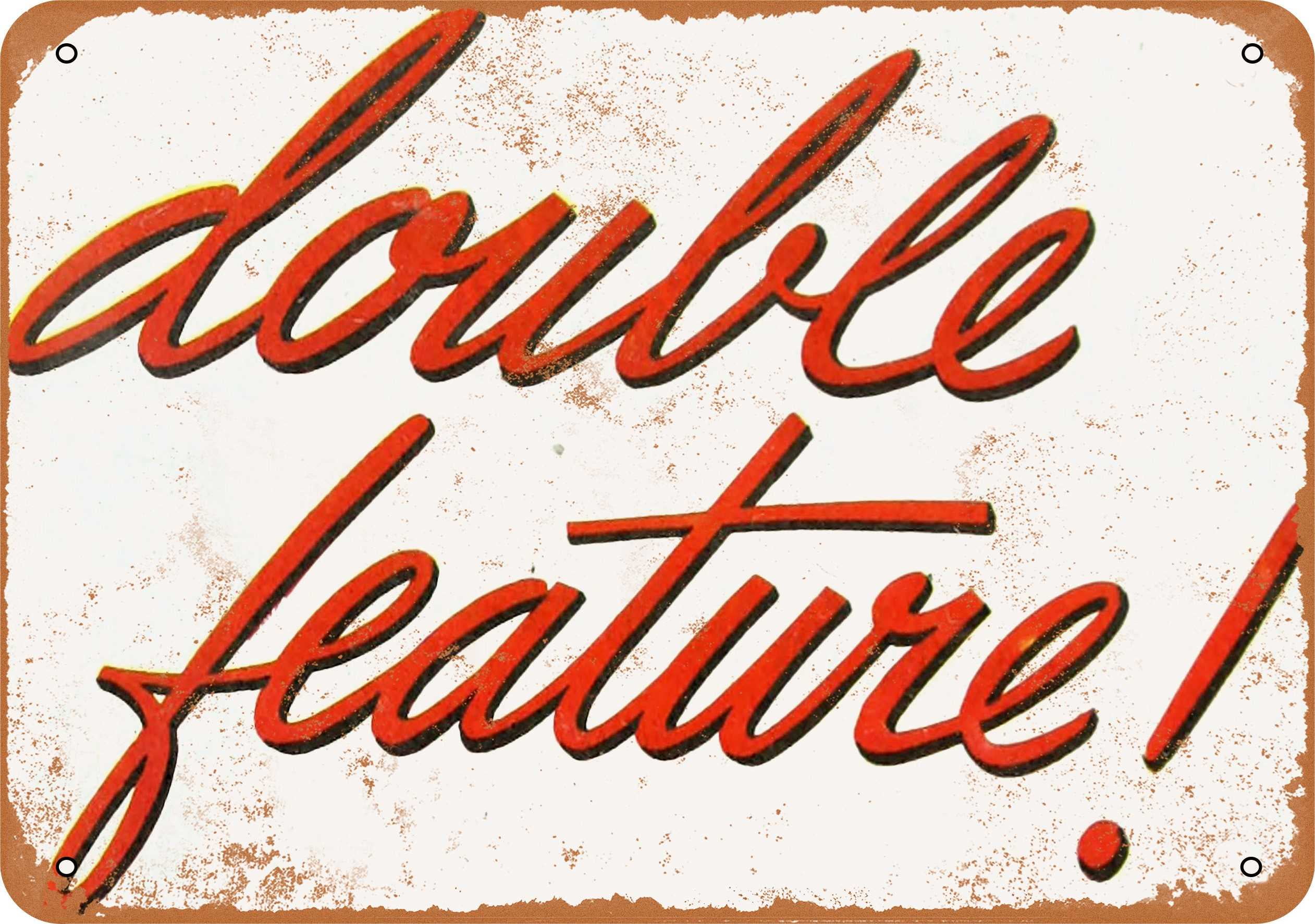 7 x 10 METAL SIGN - Double Feature - Vintage Rusty Look - Walmart.com