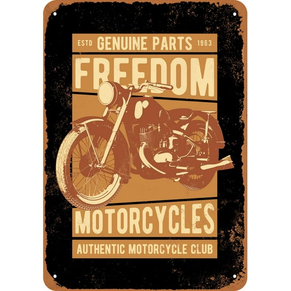 7 x 10 METAL SIGN - Freedom Motorcycles - Vintage Rusty Look - Walmart.com