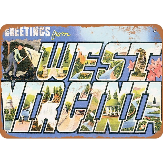 7 x 10 METAL SIGN - Greetings From West Virginia - Vintage Rusty Look