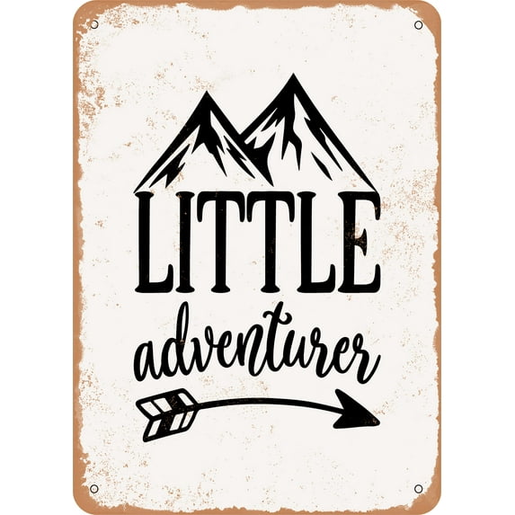 7 x 10 METAL SIGN - Little Adventurer - Vintage Rusty Look