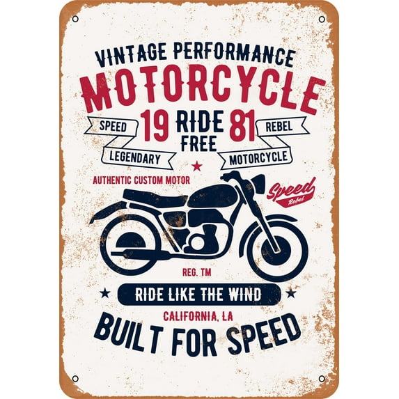 7 x 10 METAL SIGN - Motorcycles Built for Speed - Vintage Rusty Look ...