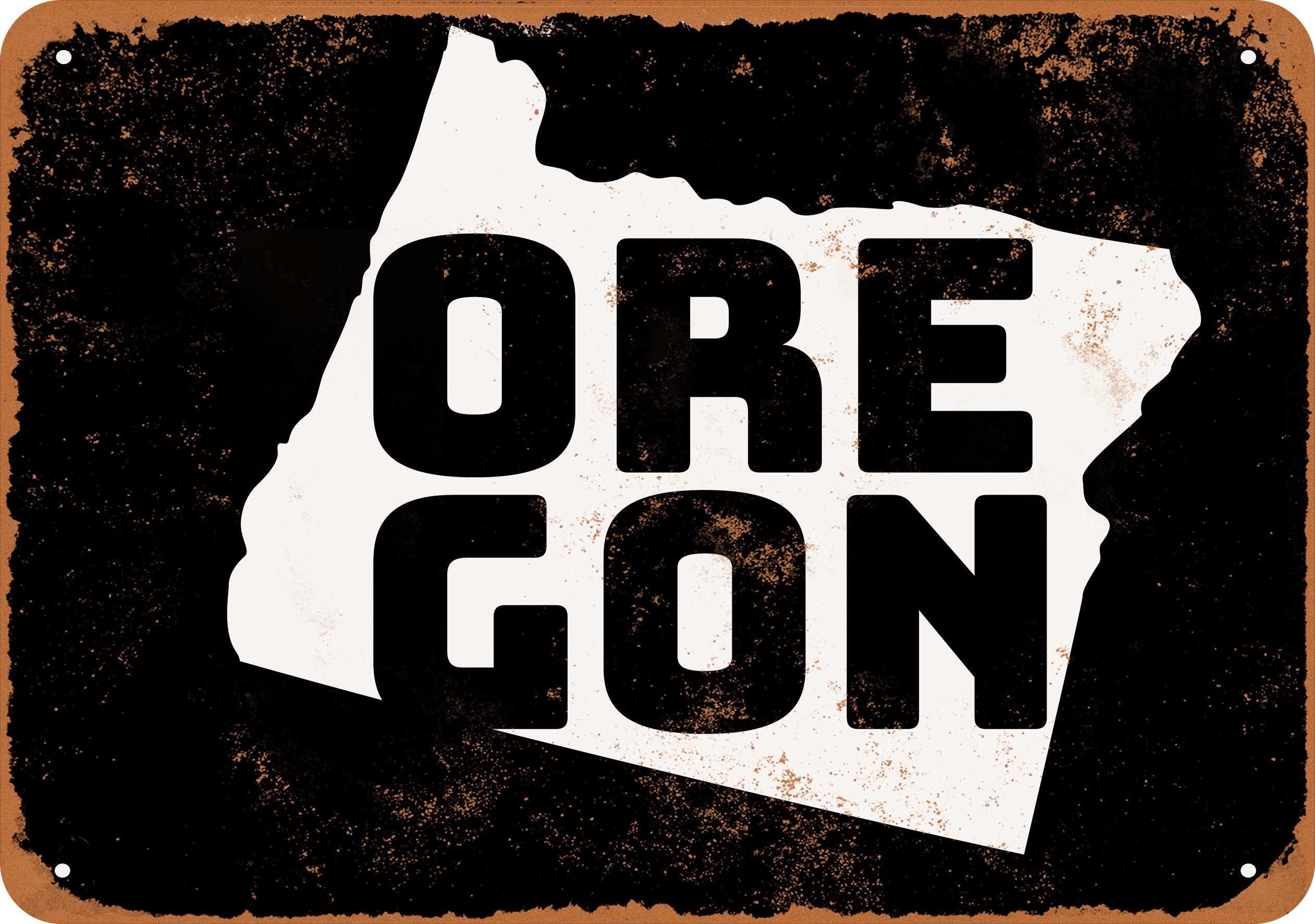 7 x 10 METAL SIGN - Oregon State 4 (Dark Background) - Vintage Rusty ...