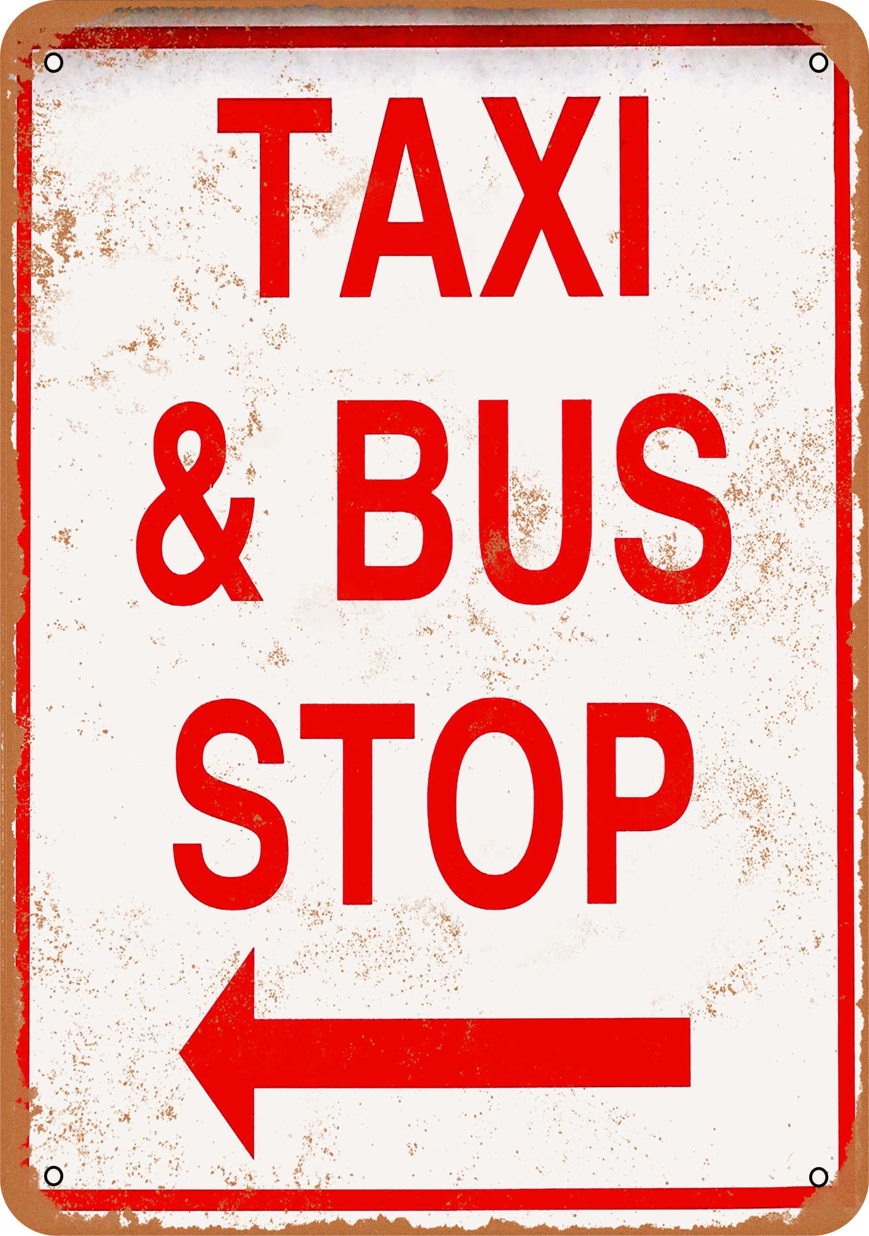 7 x 10 METAL SIGN - Taxi and Bus Stop - Vintage Rusty Look - Walmart.com