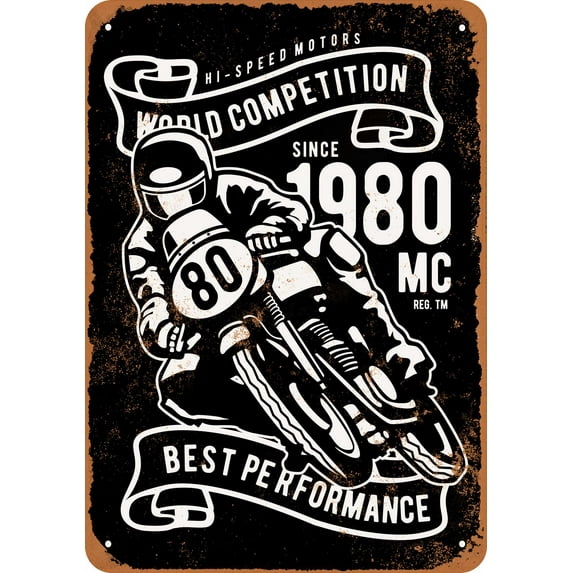 7 x 10 METAL SIGN - World Competition Motorcycles - Vintage Rusty Look ...