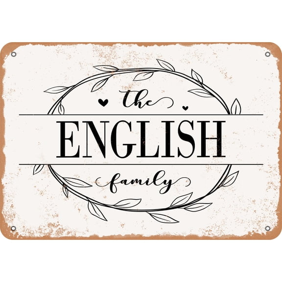 7 x 10 Metal Sign - The English Family (Style 1) - Vintage Rusty Look
