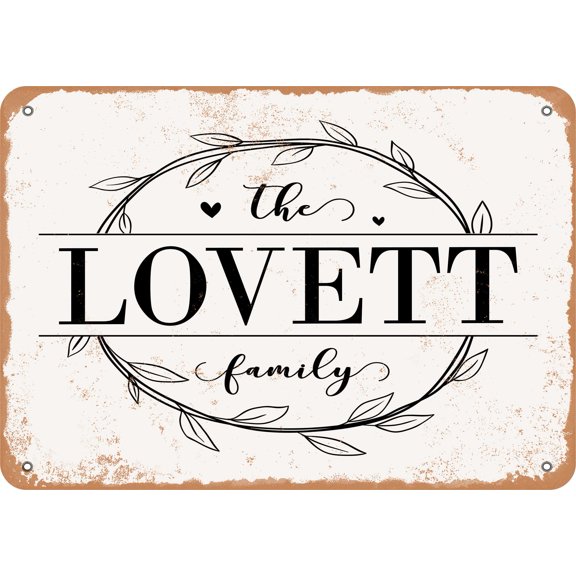 7 x 10 Metal Sign - The Lovett Family (Style 1) - Vintage Rusty Look