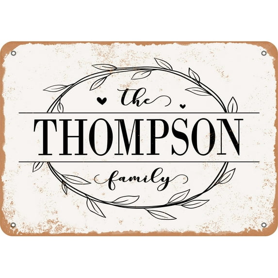 7 x 10 Metal Sign - The Thompson Family (Style 1) - Vintage Rusty Look