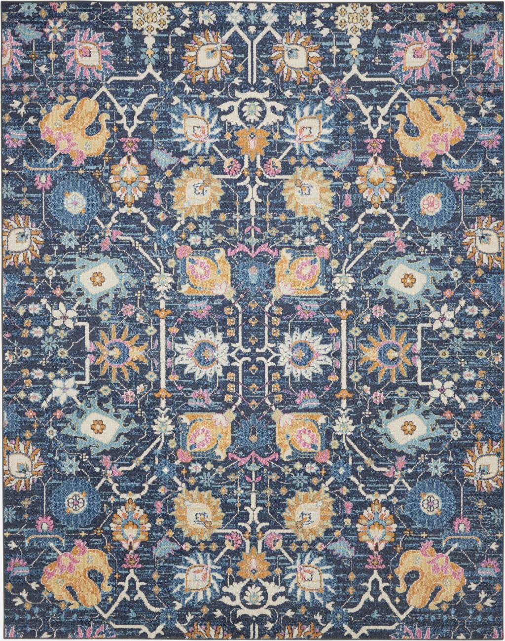 7â€™ x 10â€™ Navy Blue Floral Buds Area Rug - Walmart.com