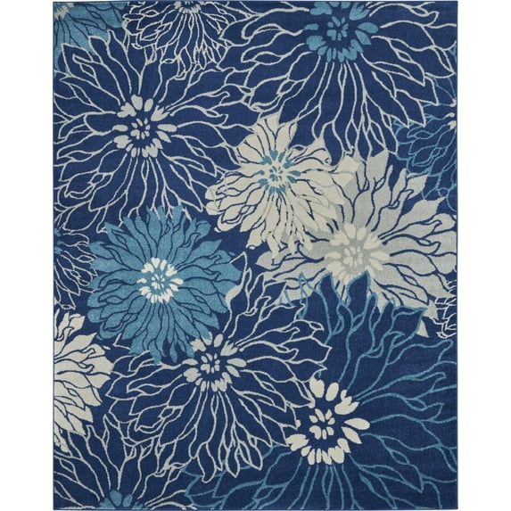 7’ x 10’ Navy and Ivory Floral Area Rug