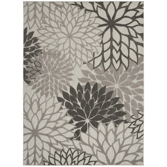 7’ x 10’ Silver and Gray Indoor Outdoor Area Rug