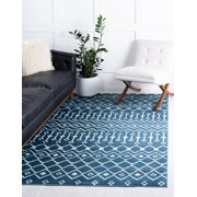 Unique Loom Moroccan Trellis Collection Area Rug - Mamounia (7' 1" x 10' Rectangle Blue/Ivory)