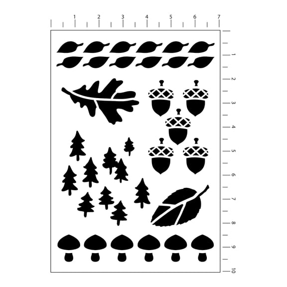 Craft Smart 7" x 10" Woodland Icon Stencils - Reusable Plastic Sheets with 6 Forest-Themed Designs per Pack, Ideal for DIY Crafts & Home Decor, 12 Pack