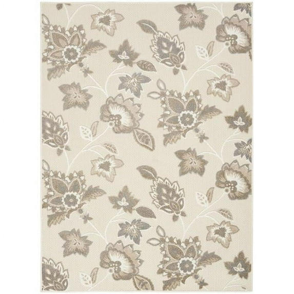 7 x 10 ft. Beige Floral Stain Resistant Non Skid Rectangle Area Rug - Beige - 7 x 10 ft.