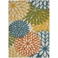 thumbnail image 1 of 7 x 10 ft. Floral Non Skid Indoor & Outdoor Rectangle Area Rug - Turquoise, 1 of 1
