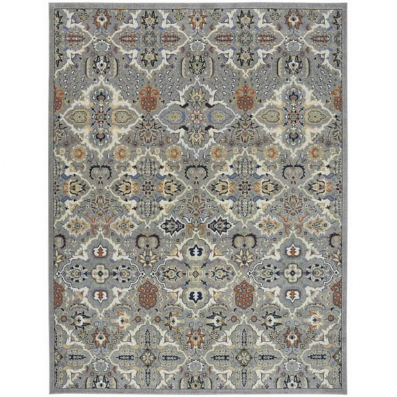 7 x 10 ft. Floral Power Loom Area Rug, Green & Ivory