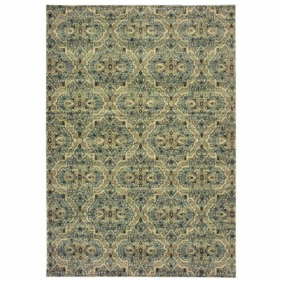7 x 10 ft. Ivory & Blue Geometric Area Rug