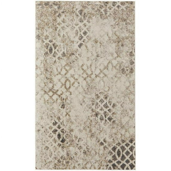 7 x 10 ft. Ivory & Gray Abstract Power Loom Distressed Rectangle Area Rug - Ivory and Gray