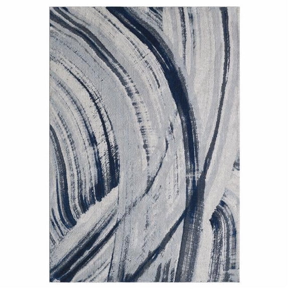 7 x 10 ft. Navy Ivory Abstract Strokes Modern Area Rug - Ivory & Blue - 7 x 10 ft.