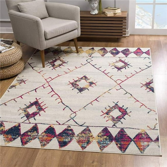 7 x 10 ft. White Berber Pattern Area Rug - White - 7' x 10'