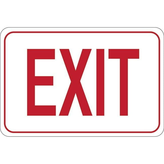 7 x 10 in. Exit Facility Sign, Red & White