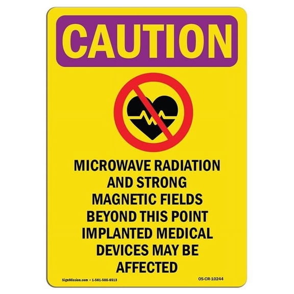 7 x 10 in. OSHA Caution Radiation Sign - Microwave Radiation with Symbol