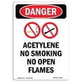 thumbnail image 1 of 7 x 10 in. OSHA Danger Sign - Acetylene No Smoking, 1 of 1