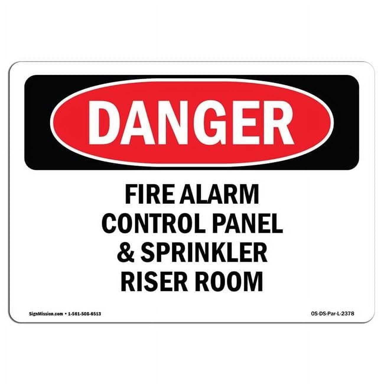 Danger Sign Electric Riser 7 x 10 in. OSHA Danger Sign - Fire Alarm Control Panel & Sprinkler ...