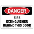 thumbnail image 1 of 7 x 10 in. OSHA Danger Sign - Fire Extinguisher Behind This Door, 1 of 1