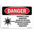 thumbnail image 1 of 7 x 10 in. OSHA Danger Sign - Invisible Laser Radiation Avoid Eye Exposure, 1 of 1