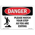 thumbnail image 1 of 7 x 10 in. OSHA Danger Sign - Please Watch Your Step As You, 1 of 1
