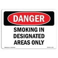 thumbnail image 1 of 7 x 10 in. OSHA Danger Sign - Smoking in Designated Areas Only, 1 of 1