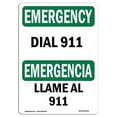 thumbnail image 1 of 7 x 10 in. OSHA Emergency Sign - Dial 911, 1 of 1