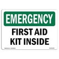thumbnail image 1 of 7 x 10 in. OSHA Emergency Sign - First Aid Kit Inside, 1 of 1