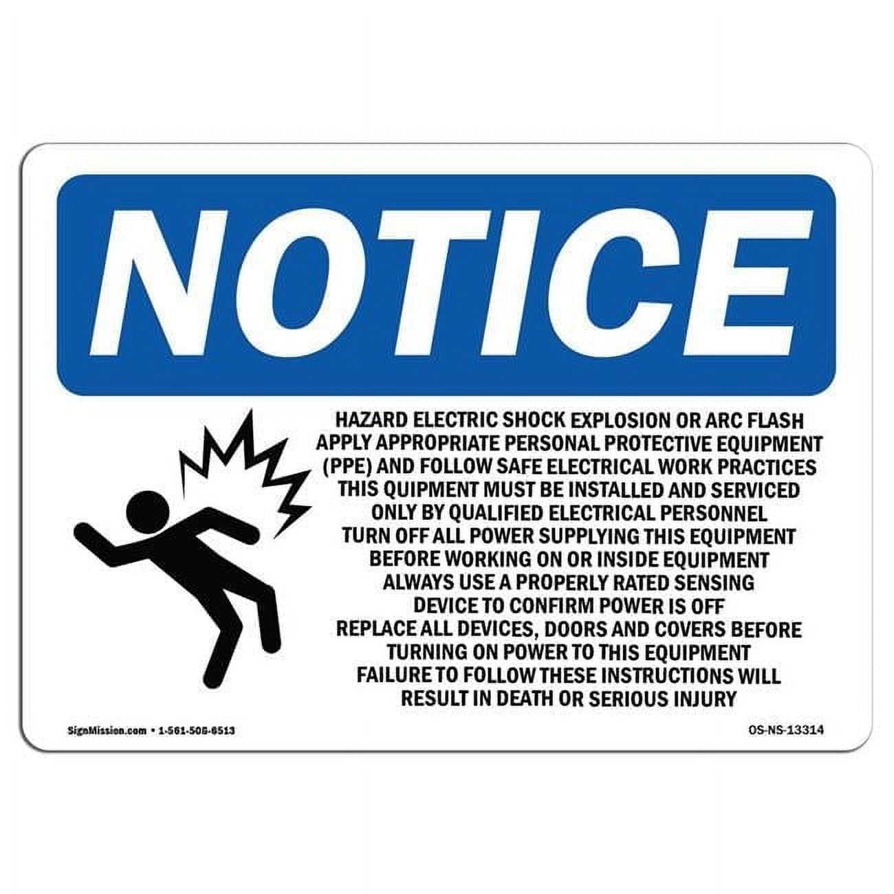 7 x 10 in. OSHA Notice Sign - Hazard Electric Shock Explosion - Walmart.com