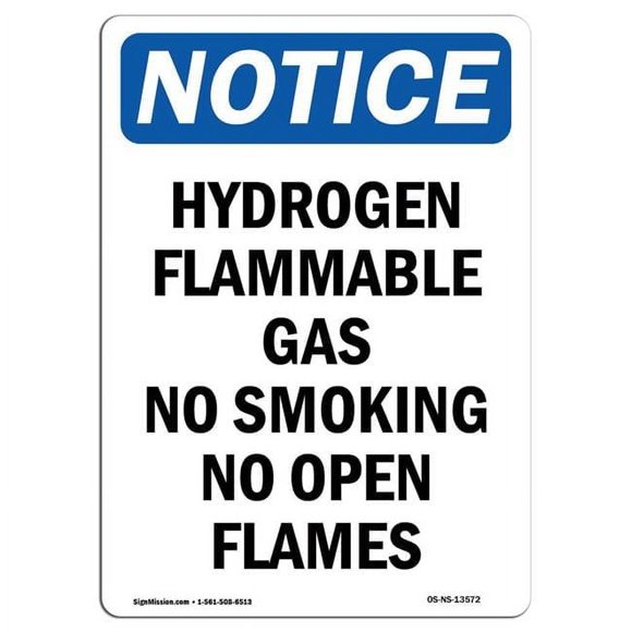 7 x 10 in. OSHA Notice Sign - Hydrogen Flammable Gas No Smoking