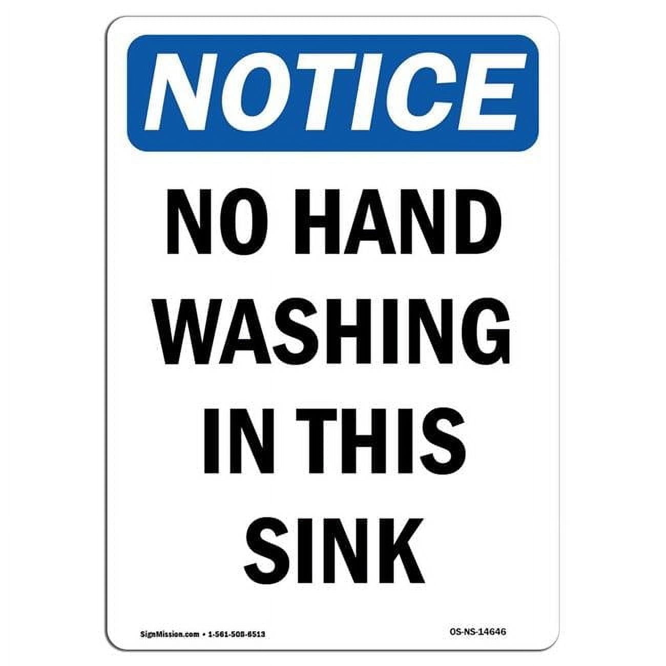 No Rinse Sign 7 x 10 in. OSHA Notice Sign - No Hand Washing in This Sink - Walmart.com