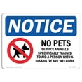 thumbnail image 1 of 7 x 10 in. OSHA Notice Sign - Notice No Pets Service Animals Allowed, 1 of 1