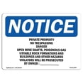 thumbnail image 1 of 7 x 10 in. OSHA Notice Sign - Private Property No Trespassing Danger Open, 1 of 1