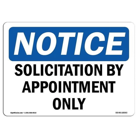 7 x 10 in. OSHA Notice Sign - Solicitation by Appointment Only