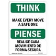 thumbnail image 1 of 7 x 10 in. OSHA Think Sign - Make Every Move a Safe One Bilingual, 1 of 1