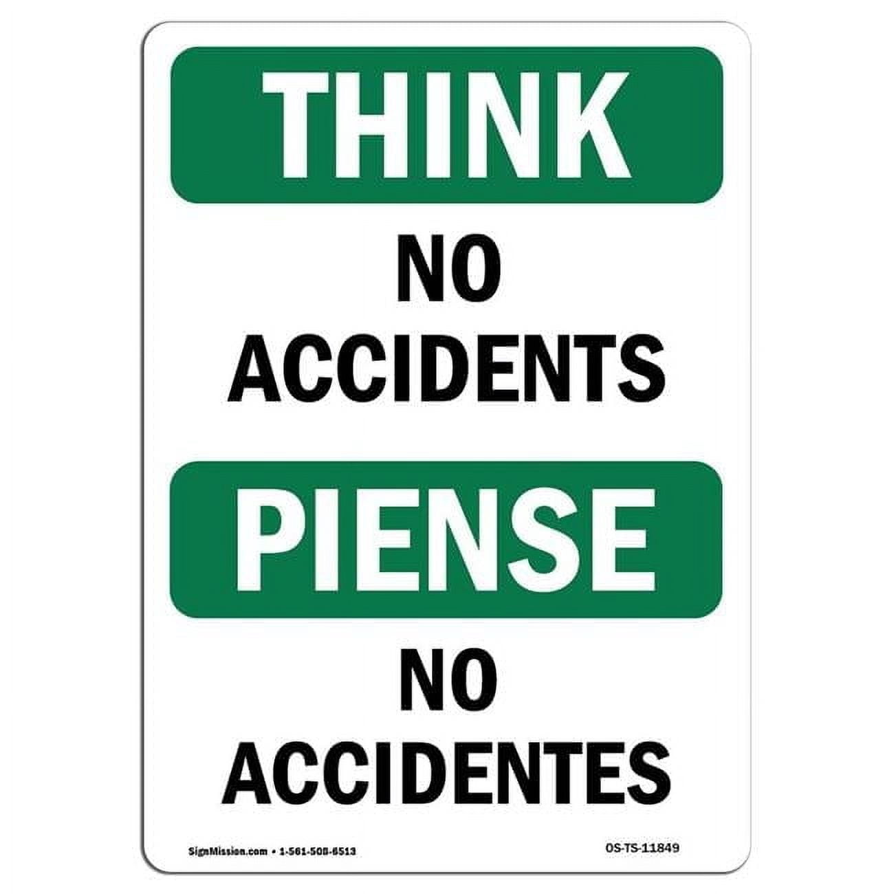 7 x 10 in. OSHA Think Sign - No Accidents - Walmart.com