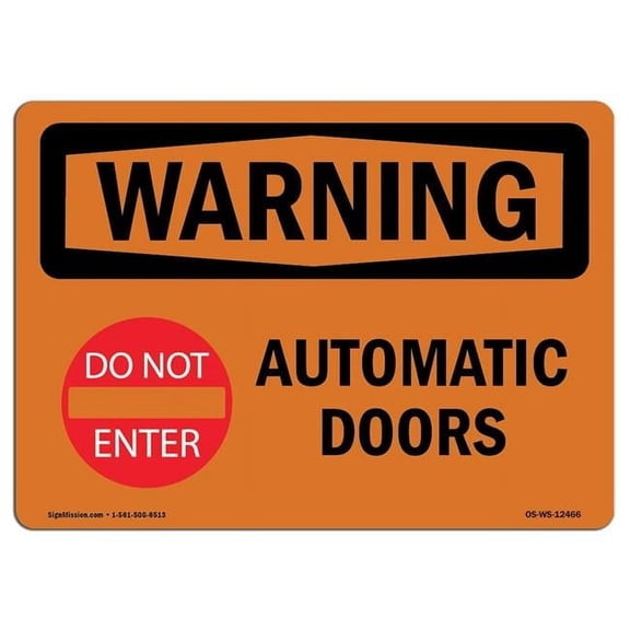 7 x 10 in. OSHA Warning Sign - Automatic Door with Symbol