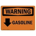 thumbnail image 1 of 7 x 10 in. OSHA Warning Sign - Gasoline Down Arrow with Symbol, 1 of 1