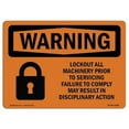 thumbnail image 1 of 7 x 10 in. OSHA Warning Sign - Lockout All Machinery Prior to Servicing, 1 of 1