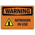 thumbnail image 1 of 7 x 10 in. OSHA Warning Sign - Nitrogen in Use with Symbol, 1 of 1